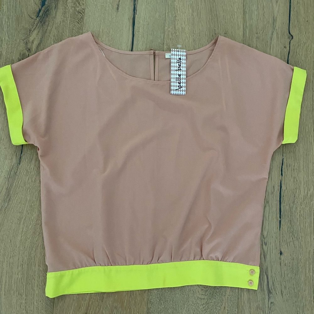 Chic Tan and Yellow Women's Blouse